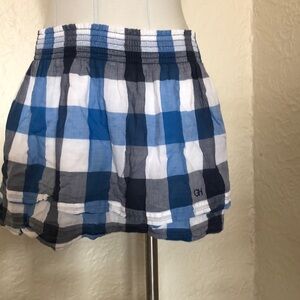Gilly Hicks Blue White Gray Plaid Ginham Miniskirt